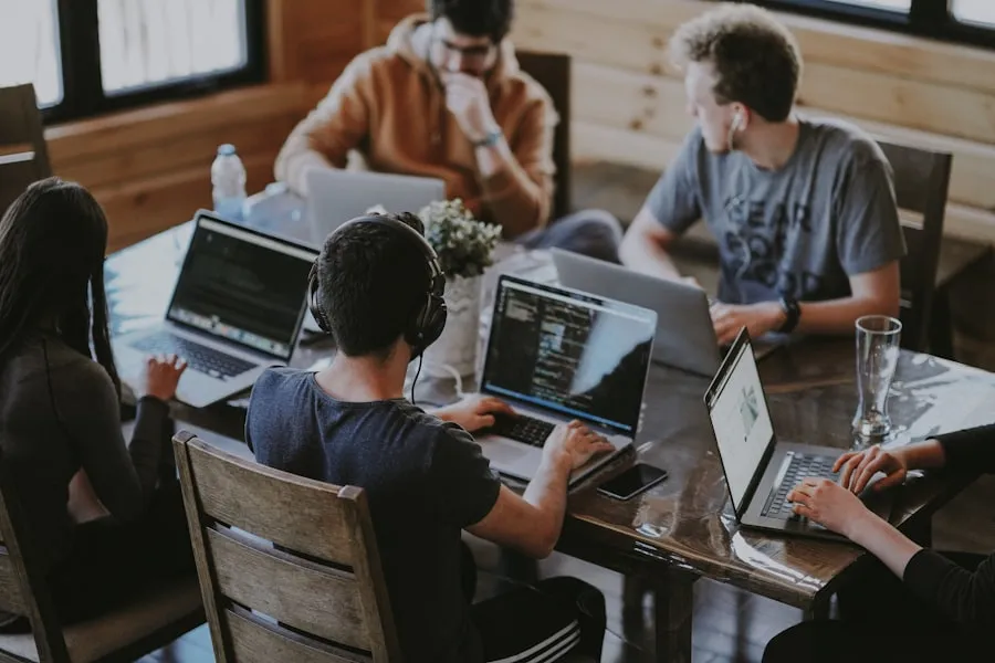 Our team designing a website